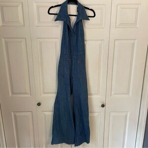 Landlubber Vintage 70s Halter Denim Jumpsuit Small